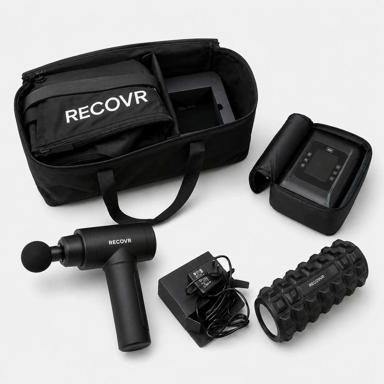 RECOVR Recovery Kit — Pro Boots + Massage Gun + Foam Roller