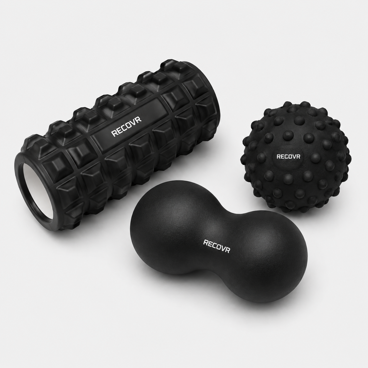 RECOVR Starter Kit — Foam Roller + Spike Ball + Fascia Balls
